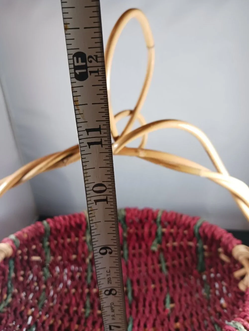 Vintage Red Primitive Style Unique Wicker Basket